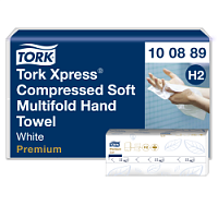 Листові вузькопанельні рушники Tork Xpress Premium Soft складання Multifold, білі, 2 шари, 21х24 см, 225 листів